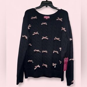 J for Justify Black Sweater with Pink Bows